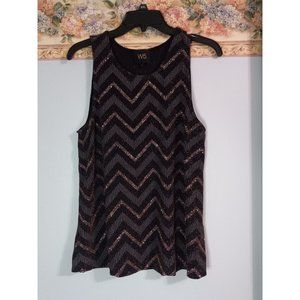 W5 Large Sleeveless Metal Multicolor Casual Occasion Zig Zag Top